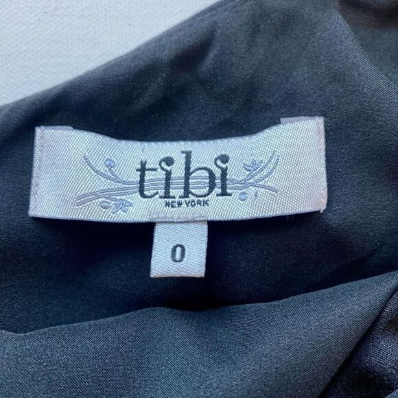 Tibi Black Dress 100% Silk Mini Length Ruffled Woman’s Sz 0 XS Event - Picture 3 of 14